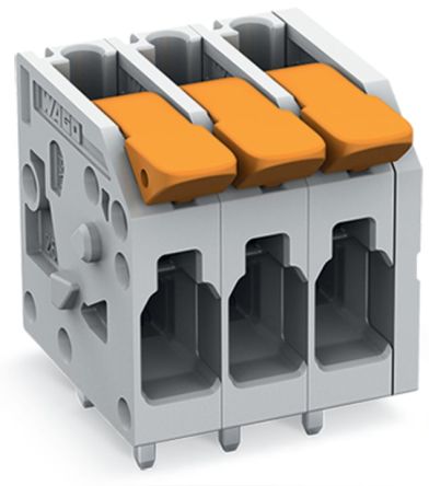 WAGO 2604 Series PCB Connector, 4-Contact, 5mm Pitch, Through Hole Mount, 1-Row, Push-In Cage Clamp Termination [2604-1104]; 225-578