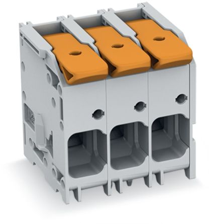 WAGO 2616 Series PCB Connector, 2-Contact, 10mm Pitch, Through Hole Mount, 1-Row, Push-In Cage Clamp Termination [2616-1102/020-000]; 225-582