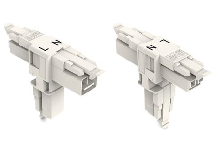 WAGO 890 Series Female Lighting Connector, 2-Pole, Female, 2-Way, Plug-In Mount, 16A, IP20, IP40 [890-1665]; 225-632