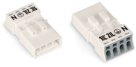 WAGO 890 Series Male Lighting Connector, 4-Pole, Male, 4-Way, Plug-In Mount, 16A, IP20, IP40 [890-234]; 225-670