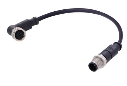 HARTING Straight Male 4 way M12 to Right Angle Female 4 way M12 Actuator/Sensor Cable, 5m [C21320000000068]; 228-527