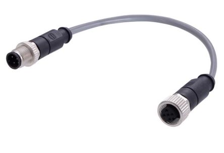 HARTING Straight Male 4 way M12 to Straight Female 4 way M12 Actuator/Sensor Cable, 10m [C21320000000011]; 228-578