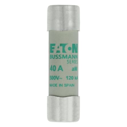 Eaton 40A Slow-Blow Cartridge Fuse, 14 x 51mm [C14M40 CYLINDRICAL FUSE 14 x 51 40A AM 500V AC]; 228-600