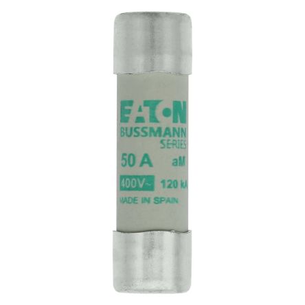 Eaton 50A Slow-Blow Cartridge Fuse, 14 x 51mm [C14M50 CYLINDRICAL FUSE 14 x 51 50A AM 400V AC]; 228-601
