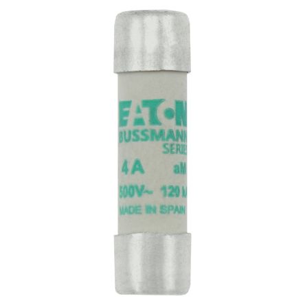 Eaton 4A Slow-Blow Cartridge Fuse, 10 x 38mm [C10M4 CYLINDRICAL FUSE 10 x 38 4A AM 500V AC]; 228-666
