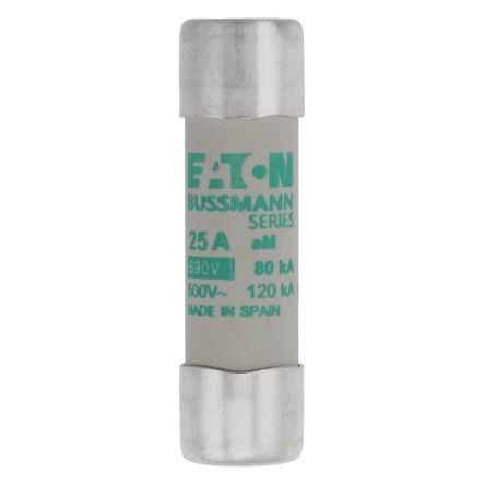 Eaton 25A Slow-Blow Cartridge Fuse, 14 x 51mm [C14M25 CYLINDRICAL FUSE 14 x 51 25A AM 690V AC]; 228-676