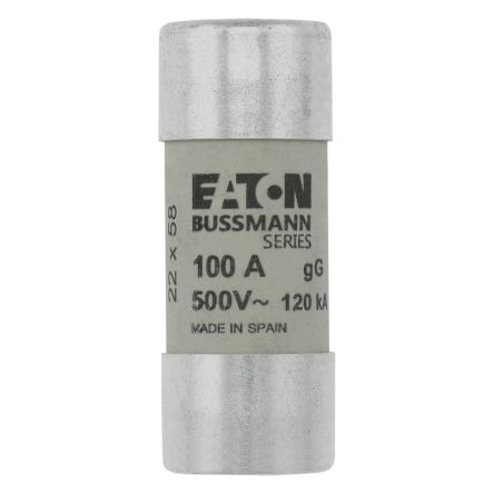 Eaton 100A Cartridge Fuses, 22.2 x 58mm [C22G100S]; 228-680