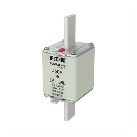 Eaton 450A NH Fuse, 71 x 54 x 150mm, 500V ac [450NHG2B NH FUSE 450A 500V GG SIZE 2]; 228-749