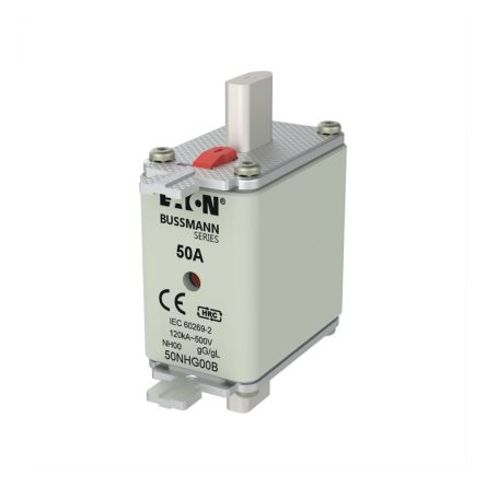 Eaton 50A NH Fuse, 58 x 30 x 79mm, 500V ac [50NHG00B NH FUSE 50A 500V GG SIZE 00]; 228-754