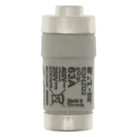 Eaton 63A D02 Bottle Fuse, 400V [63NZ02 FUSE-D02 63A T GL/GG 400VAC E18]; 228-759