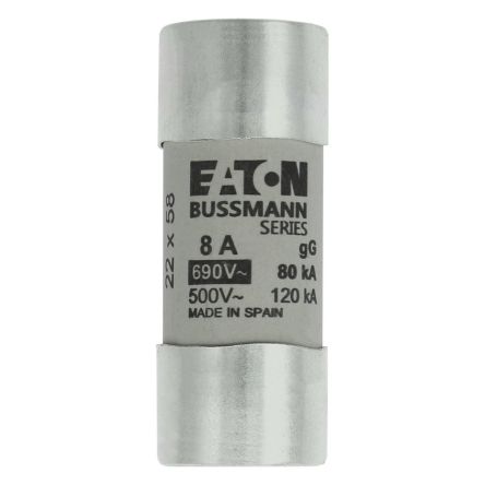 Eaton 8A gG/gL Cartridge Fuse, 22.2 x 58mm [C22G8]; 228-768