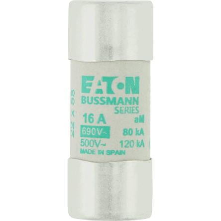 Eaton 16A Slow-Blow Cartridge Fuse, 22.2 x 58mm [C22M16]; 228-770