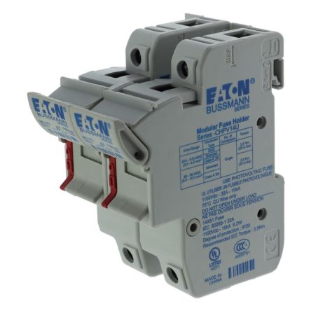 Eaton 50A Fuse Holder for 14 x 51mm Fuse, 2P, 1.5kV [CHPV142U]; 228-792