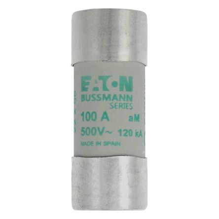 Eaton 100A Slow-Blow Cartridge Fuse, 22.2 x 58mm [C22M100 CYLINDRICAL FUSE 22 x 58 100A AM 500V AC]; 228-849