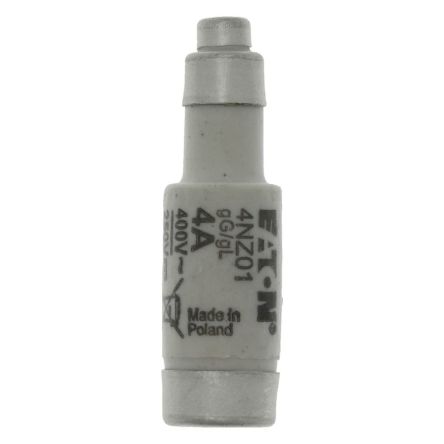 Eaton 4A Slow-Blow Ceramic Cartridge Fuse, 36 x 11mm [4NZ01 FUSE-D01 4A T GL/GG 400VAC E14]; 228-887