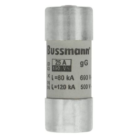 Eaton 25A Cartridge Fuses, 22.2 x 58mm [C22G25S]; 228-917