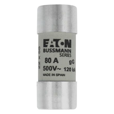 Eaton 80A gG/gL Cartridge Fuse, 22.2 x 58mm [C22G80]; 228-921