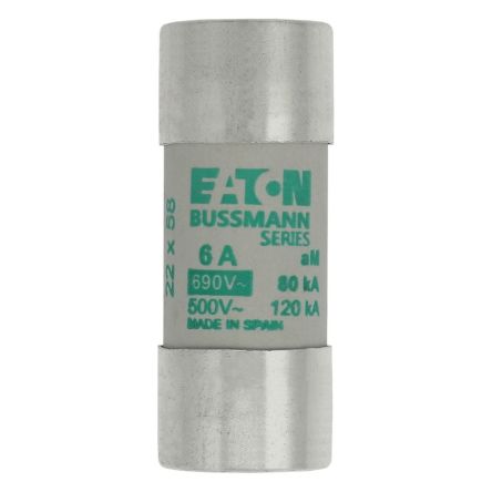 Eaton 6A Slow-Blow Cartridge Fuse, 22.2 x 58mm [C22M6]; 228-926