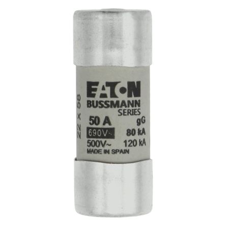 Eaton 50A Cartridge Fuses, 22.2 x 58mm [C22G50S]; 228-994