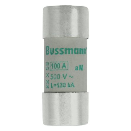 Eaton 100A Cartridge Fuses, 22.2 x 58mm [C22M100S CYL FUSE >STR >22 x 58 100A GG 500V AC]; 228-995