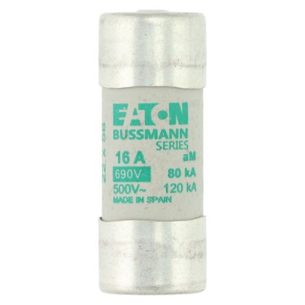 Eaton 16A Cartridge Fuses, 22.2 x 58mm [C22M16S]; 228-998