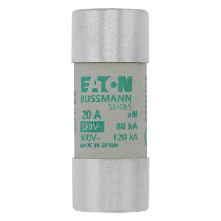 Eaton 20A Cartridge Fuses, 22.2 x 58mm [C22M20S]; 229-000