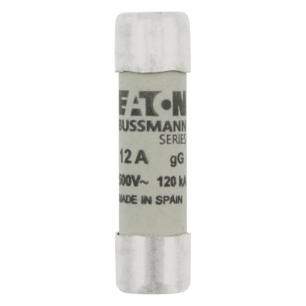 Eaton 12A gG/gL Cartridge Fuse, 10 x 38mm [C10G12 CYLINDRICAL FUSE 10 x 38 12A GG 500V AC]; 229-100