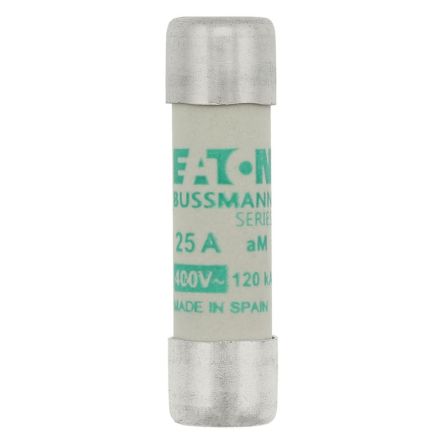 Eaton 25A Slow-Blow Cartridge Fuse, 10 x 38mm [C10M25 CYLINDRICAL FUSE 10 x 38 25A AM 400V AC]; 229-105