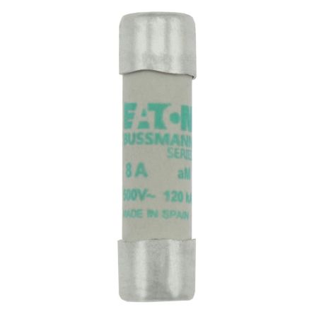 Eaton 8A Slow-Blow Cartridge Fuse, 10 x 38mm [C10M8 CYLINDRICAL FUSE 10 x 38 8A AM 500V AC]; 229-106