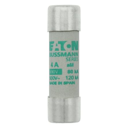 Eaton 4A Slow-Blow Cartridge Fuse, 14 x 51mm [C14M4 CYLINDRICAL FUSE 14 x 51 4A AM 690V AC]; 229-114