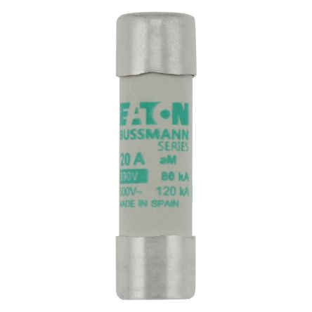 Eaton 20A Slow-Blow Cartridge Fuse, 14 x 51mm [C14M20 CYLINDRICAL FUSE 14 x 51 20A AM 690V AC]; 229-198