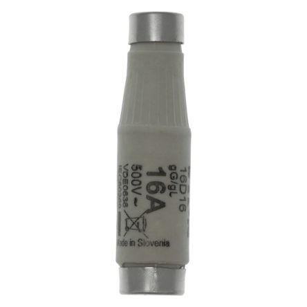 Eaton 16A Tag Fuse, 13 x 50mm, 500V [16D16 FUSE D1 16A 500 VAC T GL/GG E16]; 229-233
