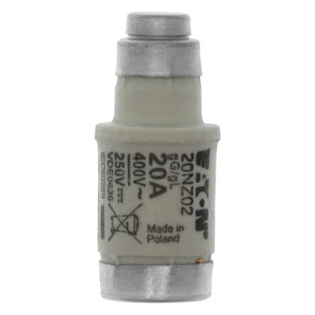 Eaton 20A D02 Bottle Fuse, 400V ac [20NZ02 FUSE-D02 20A T GL/GG 400VAC E18]; 229-249