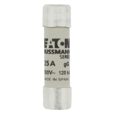 Eaton 25A gG/gL Cartridge Fuse, 10 x 38mm [C10G25 CYLINDRICAL FUSE 10 x 38 25A GG 500V AC]; 229-266