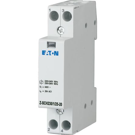 Eaton 1208 Contactor, 230 V Coil, 2-Pole, 25 A, 7.2 W, 2NO, 440 V [120853 Z-SCH230/1/25-20]; 229-307