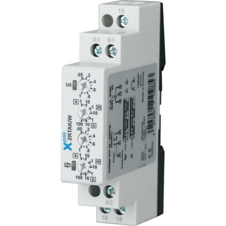 Eaton ZRTAK Series DIN Rail Mount Timer Relay, 24 - 240V ac/dc, 1-Contact, 0.05 - 360000s, 2-Function, SPDT [110747 ZRTAK/W]; 229-679