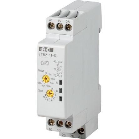 Eaton Series ETR2 Series DIN Rail Mount Timer Relay, 48V dc, 2-Contact, 0.05 → 100s, 1-Function [119426 ETR2-11-D]; 229-788