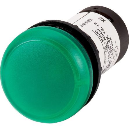 Eaton, Panel Mount Green LED Indicator, 22.5mm Cutout, IP67, IP69K, Dome [121637 C22-L-G-120]; 229-820