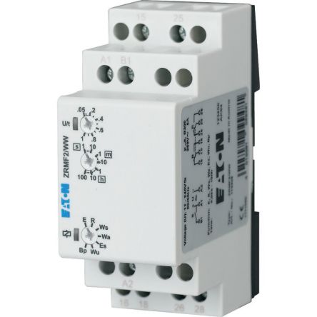 Eaton ZRMF Series DIN Rail Mount Timer Relay, 24 - 240V ac/dc, 2-Contact, 0.05 - 360000s, 7-Function, DPDT [110408 ZRMF2/WW]; 230-039