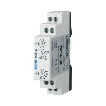 Eaton ZRMF Series DIN Rail Mount Timer Relay, 24 - 240V ac/dc, 1-Contact, 0.05 - 360000s, 7-Function, SPDT [110406 ZRMF1/W]; 230-317