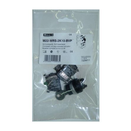 Eaton IP66 Key Switch, 2 NO, 6A 2-Way Standard-Key [110918 M22-WRS-2K10-BVP]; 231-242
