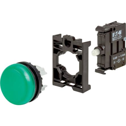 Eaton, Green LED Indicator, 22.5mm Cutout, IP67, IP69K, Round [110927 M22-L-G-LED-BVP]; 231-246