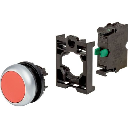 Eaton Series M22 Series Push Button Light Switch, Spring Return, Flush Mount, 22.5mm Cutout, 1NO, IP67 [110935 M22-D-R-K10-BVP]; 231-247