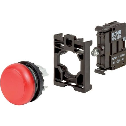 Eaton, Red LED Indicator, 22.5mm Cutout, IP67, IP69K, Round [110926 M22-L-R-LED-BVP]; 231-506