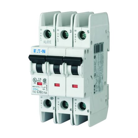 Eaton xEffect FAZ MCB, 3P, 5A Curve D, 415V AC, 60V DC, 15 kA Breaking Capacity [102263 FAZ-D5/3-NA]; 235-145