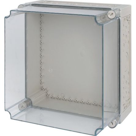 Eaton xEnergy Safety Series Grey Plastic General Purpose Enclosure, IP65, IK10, Flanged, Transparent Lid, 375 x 375 x [038555 CI44E-250]; 235-305