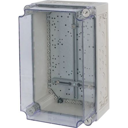 Eaton Eaton xEnergy Series Grey Plastic General Purpose Enclosure, IP65, IK10, Transparent Lid, 200 x 250 x 375mm [015524 ZG/I43E-G-200]; 235-387