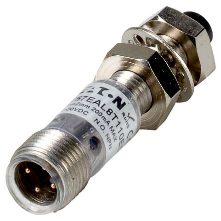 Eaton Inductive Threaded Barrel Proximity Sensor, M8, 2 mm Detection, NPN NO, 30 V [136246 E57EAL8T110ED]; 240-041