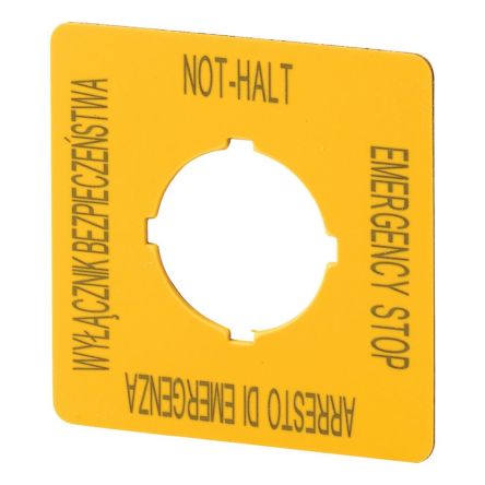 Eaton Label for Use with Pushbutton, Emergency Stop, Emergency Stop [167643 M22-XYK5]; 240-222