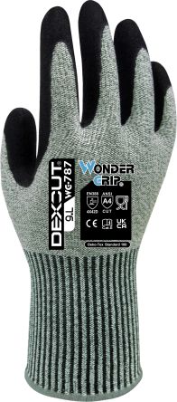 Wonder Grip WG-787 DEXCUT Black, Green HPPE, Mineral Fiber, Spandex, UHMWPE Cut Resistant, Heat Resistant Cut Resistant [WG7870912]; 240-313